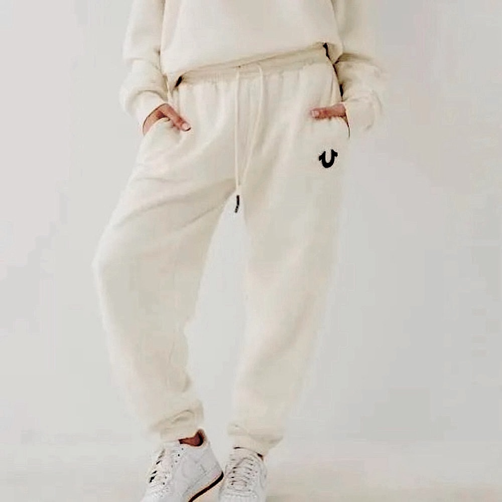 True Religion Ivory Velour Joggers M